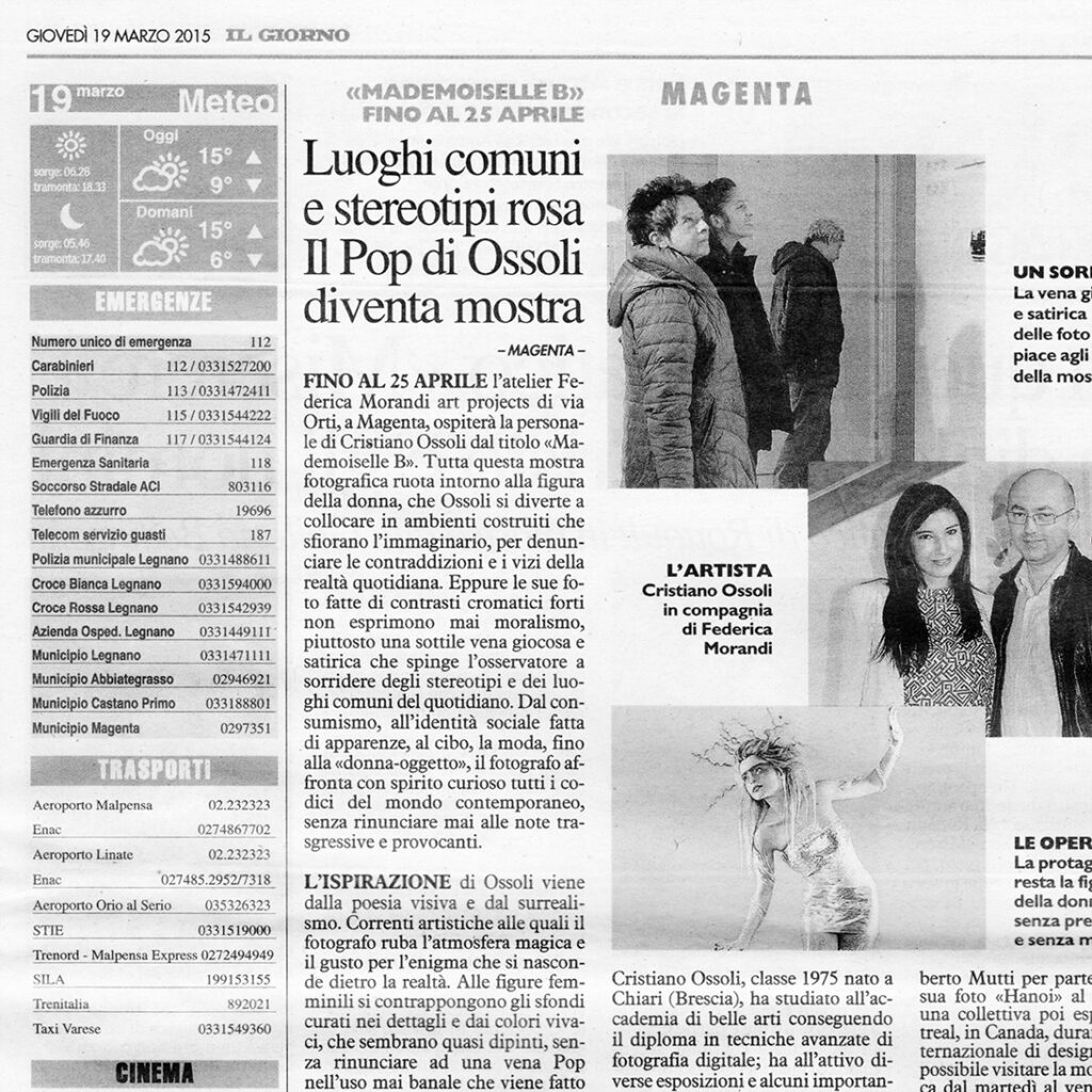 Articolo di giornale pop arte CristianoOssoli