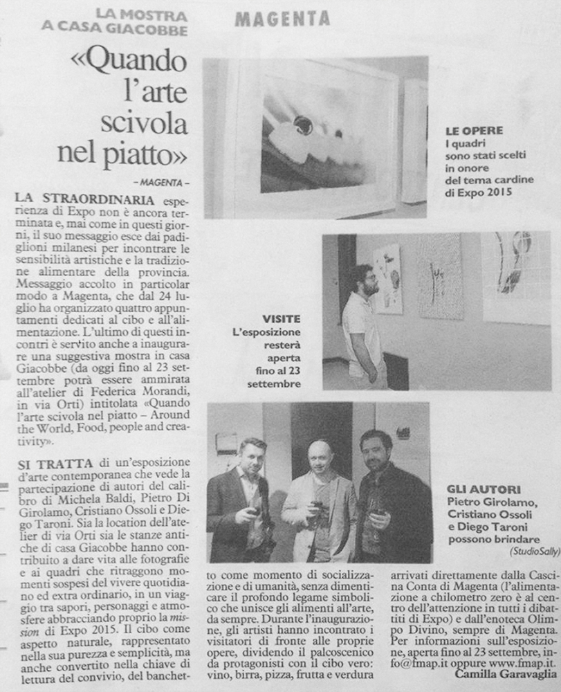 Articolo giornale Mostra arte Casa Giacobbe Magenta