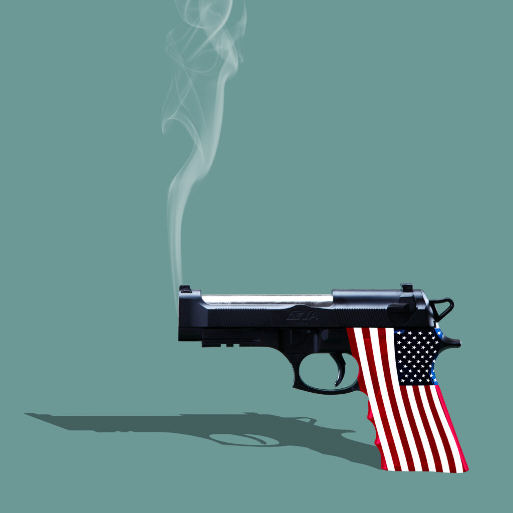 illustrazione pistola fumante impugnatura america